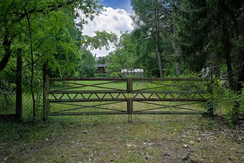 Weite Wiese mit altem Baumbestand auf dem Grundstück